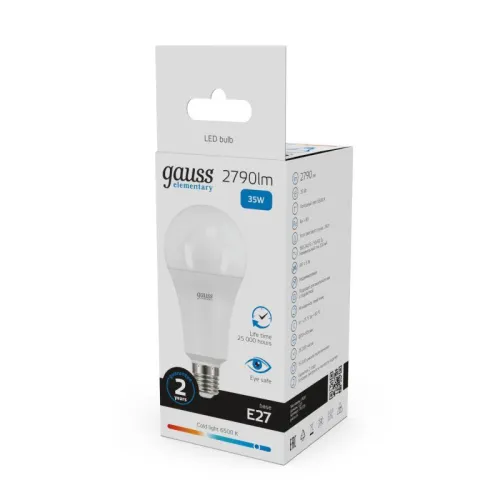 Лампа светодиодная Elementary 35Вт A80 грушевидная 6500К холод. бел. E27 2790лм GAUSS 70235 фото 5