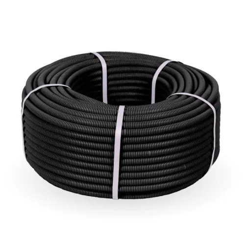 Труба гофрированная ПНД d16мм с протяжкой безгалоген. (HF) черн. (уп.100м) Строитель PR.021651 фото 2