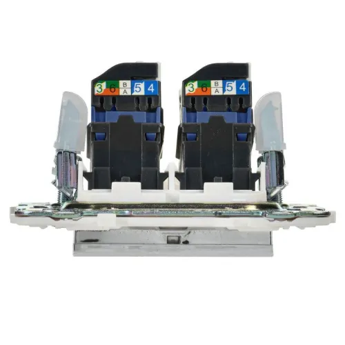 Розетка компьютерная двойн. RJ45 кат.6 SKANDY SK-K04N никель IEK SK-K20-2-K50 фото 4