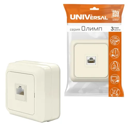 Розетка компьютерная 1-м Олимп сл. кость UNIVersal 1073 фото 3