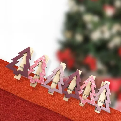 Прищепка деревянная "Елочки" 14.5х4.5х1.6см роз. (уп.6шт) Neon-Night 504-032 фото 3