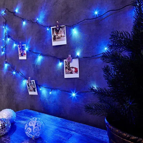 Гирлянда светодиодная "Твинкл Лайт" 6м 40LED син. 4Вт 230В IP20 с контроллером 8 режимов провод ПВХ темн. зел. Neon-Night 303-023 фото 3