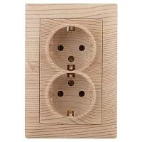 Розетка 2-м СП Solo 4-205-11 16А 250В IP20 2х2P+E Schuko с заземл. сосна Intro Б0053680