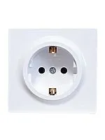 Розетка 1-м ОП LETO с заземл. ПБТ бел. LEZARD 752-0200-122B