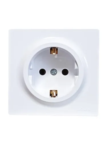 Розетка 1-м ОП LETO с заземл. ПБТ бел. LEZARD 752-0200-122B