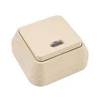 Выключатель 1-кл. ОП 10А IP20 с подсветкой крем. Makel 45221