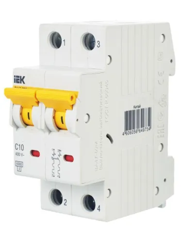 Выключатель автоматический модульный 2п C 10А 6кА ВА47-60M KARAT IEK MVA31-2-010-C фото 8