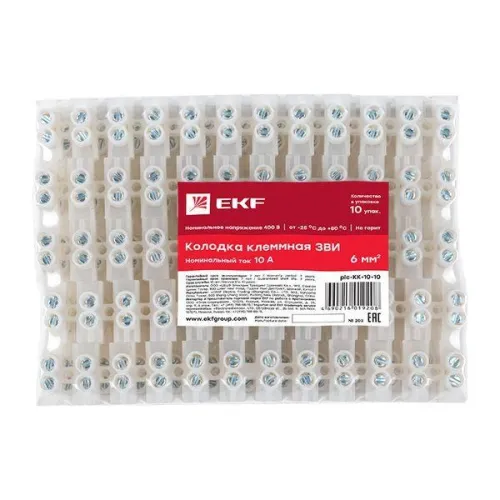 Колодка клеммная 10кв.мм 10А полиэтилен PROxima EKF plc-KK-10-10 фото 2
