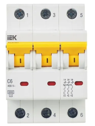Выключатель автоматический модульный 3п C 6А 6кА ВА47-60M KARAT IEK MVA31-3-006-C фото 5