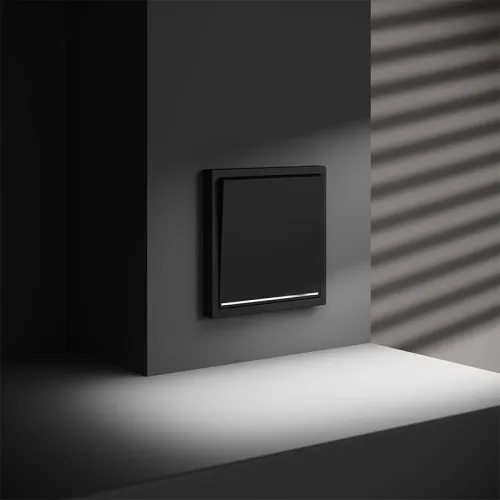 Переключатель проходной 1-кл. СП S70 10А с подсветкой механизм черн. матов. Voltum VLS010408 фото 6