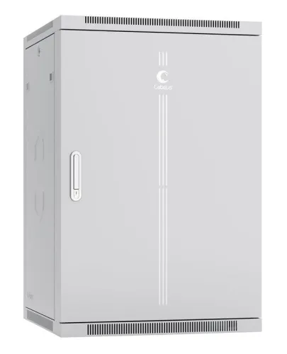 Шкаф телекоммуникационный настенный разобранный SH-05F-18U60/45m-R 19дюйм 18U 600х450х901мм дверь метал. сер. (RAL 7035) Cabeus 10767c