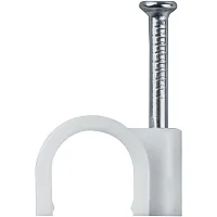 Скоба крепежная круглая с гвоздем d20мм OCR-20-50 пластик. (уп.50шт) ОНЛАЙТ 90698