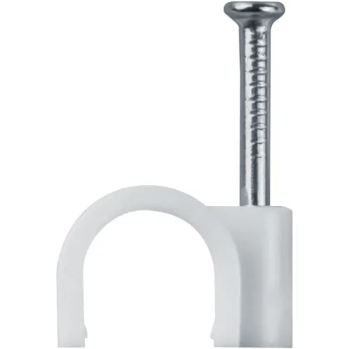 Скоба крепежная круглая с гвоздем d14мм OCR-14-50 пластик. (уп.50шт) ОНЛАЙТ 90696