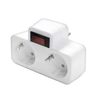 Разветвитель 2-м плоский с выключателем с заземл. 16А 3500Вт 250В бел. DОМТОК 2664