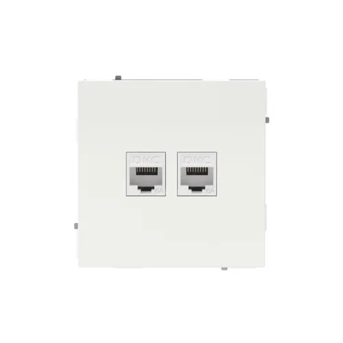 Розетка компьютерная 2-м KANT RJ45 кат.6A без шторки бел. магнолия DKC 7000674
