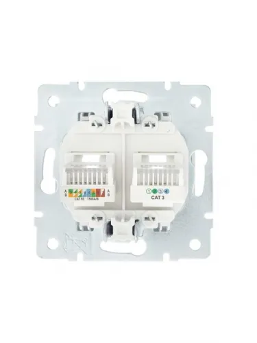 Розетка компьютерная + телефонная 1-м СП Vesna механизм бел. LEZARD 742-0288-143 фото 3