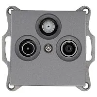 Розетка телевизионная проходная TV + FM + SAT 3-м Ф9.5мм механизм алюм. Jasmart G6207S