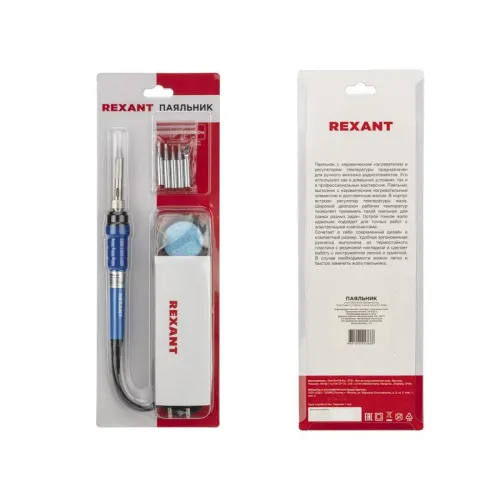 Паяльник керам. нагреватель 220-480град.C 220В/60Вт (подставка набор из 5 жал) Rexant 12-0614 фото 3