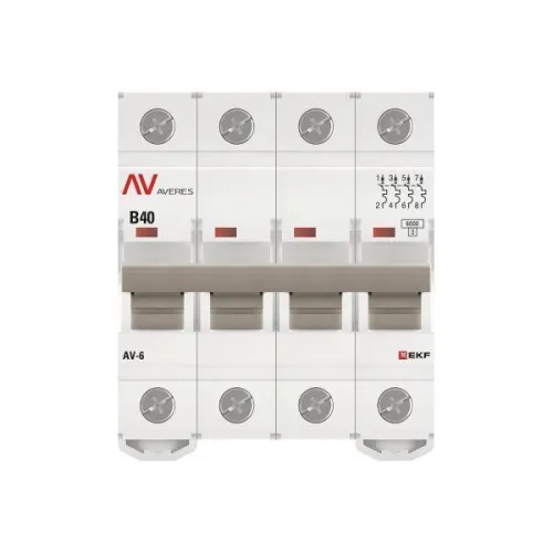 Выключатель автоматический модульный 4п B 40А 6кА AV-6 AVERES EKF mcb6-4-40B-av фото 4