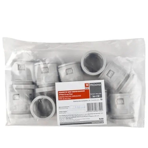Коннектор для гофр. трубы 32мм (уп.10шт) Plast EKF kn-t-32 фото 5