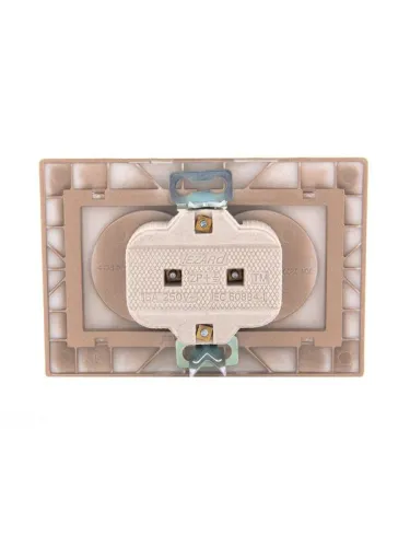 Розетка 2-м СП Mira 16А IP20 без заземл. со вставкой керамика свет. корич. перламутр. LEZARD 701-3131-128 фото 3