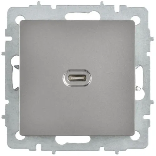 Розетка СП BRITE USB C 65Вт высокоскор. заряд. РЮ12-1-БрС сталь IEK BR-U13-065-K46 фото 2