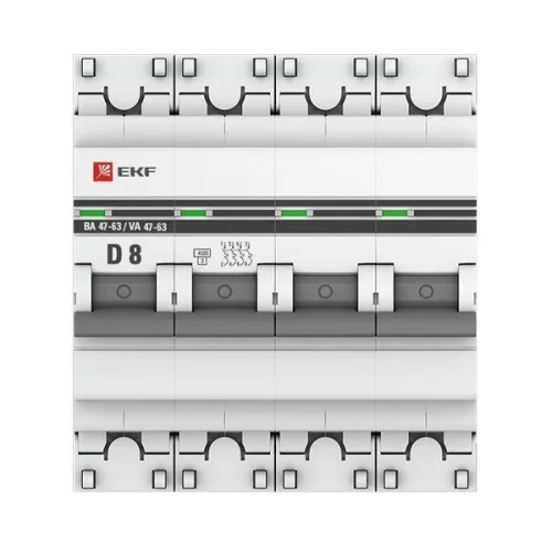 Выключатель автоматический модульный 4п D 8А 4.5кА ВА 47-63 PROxima EKF mcb4763-4-08D-pro фото 3
