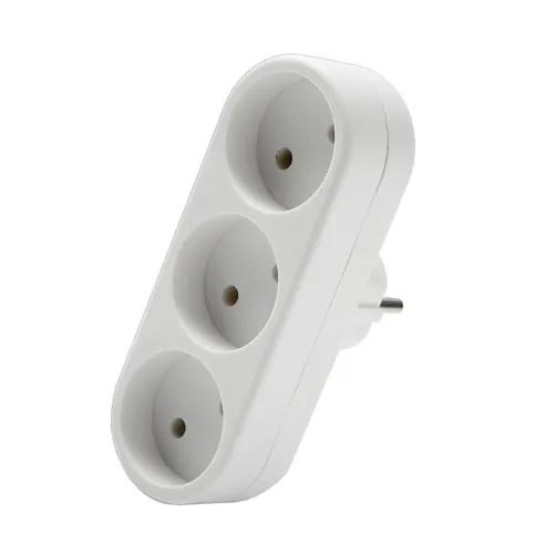 Разветвитель 3-м плоский без заземл. 10А 2200Вт 250В бел. DОМТОК 2655