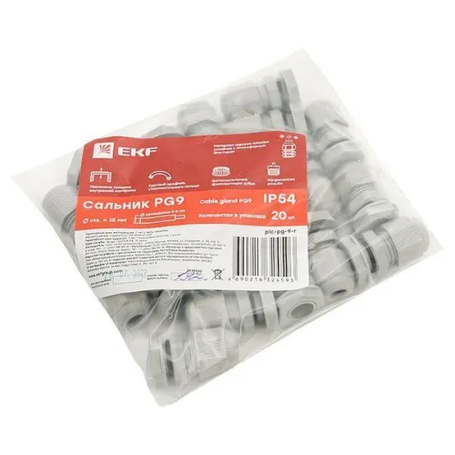Сальник PG9 d4-8мм (d отверст. 16мм) IP54 PROxima EKF plc-pg-9-r фото 6