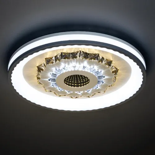 Люстра светодиодная CRYSTAL 3D 120Вт 480х480х60мм 40кв.м потолочная ДУ 3 режима диммир. бел. Ritter 52368 0 фото 7