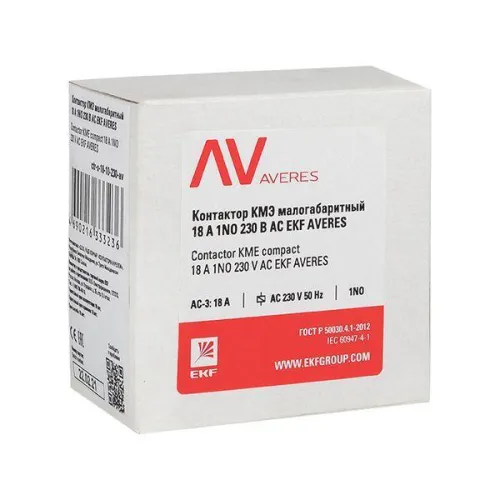 Контактор КМЭ 18А кат. 230В AC 1НЗ AVERES EKF ctr-s-18-01-230-av фото 7