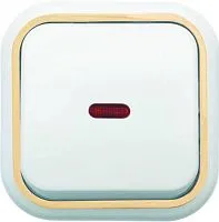 Выключатель 1-кл. ОП Валентина 10А IP20 А16-054 с индикацией бел./зол. Кунцево 7633