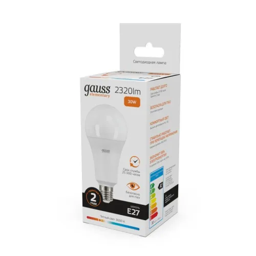 Лампа светодиодная Elementary 30Вт A67 грушевидная 3000К тепл. бел. E27 2320лм GAUSS 73219 фото 2