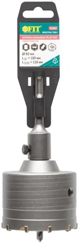 Коронка кольцевая по бетону 80мм хвостовик 110мм в сборе FIT 33447 фото 4