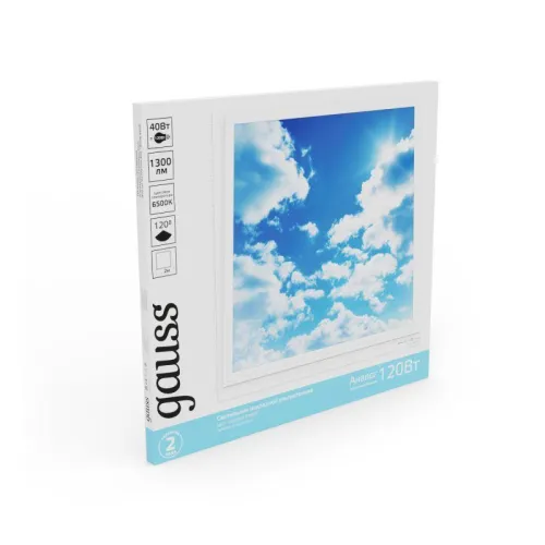 Светильник светодиодный 40Вт 6500К IP20 1300лм 595х595мм ДВО офисный небо GAUSS 846511340 фото 4