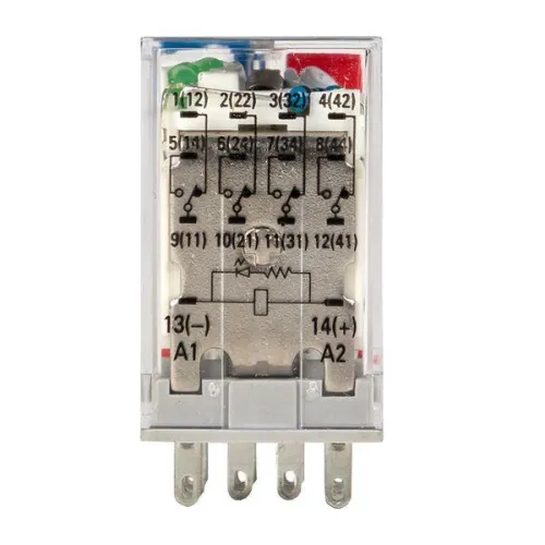 Реле промежуточное RPAt 22/4 5А 24В DC с кнопкой и мех. индикацией AVERES EKF rpat-22-4-24DC фото 3