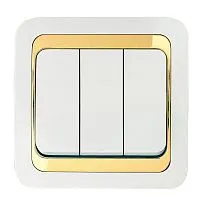 Выключатель 3-кл. Mimoza 1вх. 3вых. с зол. вставкой Makel 12291