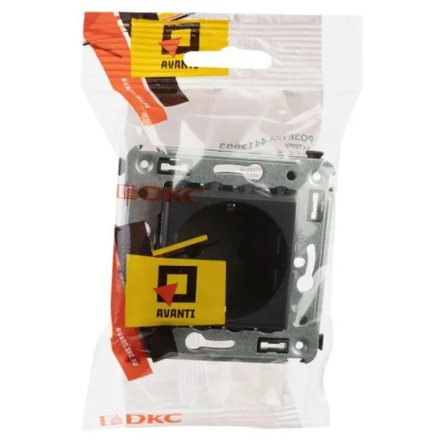 Розетка 1-м СП 2мод. Avanti "Черный матовый" 16А 2P+E защ. шторки механизм черн. DKC 4412003 фото 5