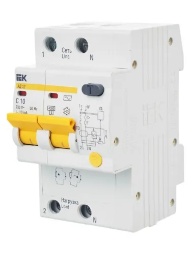 Выключатель автоматический дифференциального тока 2п C 10А 10мА тип AC 4.5кА АД-12 KARAT IEK MAD10-2-010-C-010 фото 10