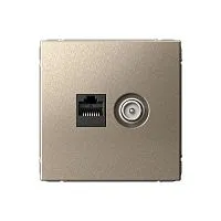 Розетка компьютерная + телевизионная 2-м ArtGallery RJ45 + TV кат.5E шампань SE GAL000589