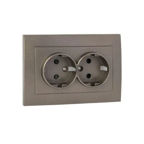 Панель лицевая Валенсия для розетки 2-м 16А защ. шторки с заземл. графит PROxima EKF ESR16-L-128-60 фото 3