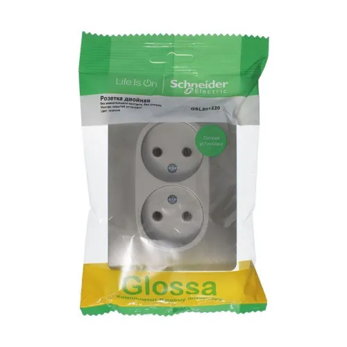 Розетка 2-м СП Glossa 16А IP20 250В без заземл. в сборе платина SE GSL001220 фото 4
