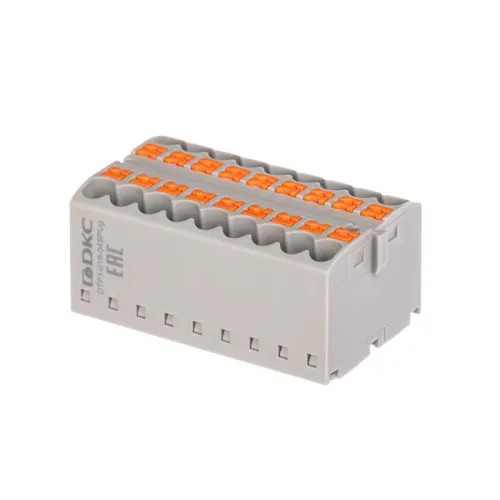 Блок распределительный зажим push-in 18 точек подключения 25кв.мм сер. DKC DTP1-018-04SPUG