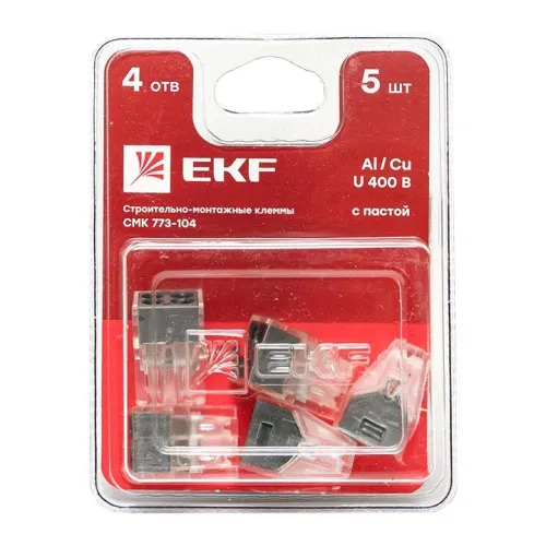 Клемма строительно-монтажная СМК 773-104 4-проводная 1.0-2.5кв.мм (блист.5шт) PROxima EKF plc-smk-104b фото 2