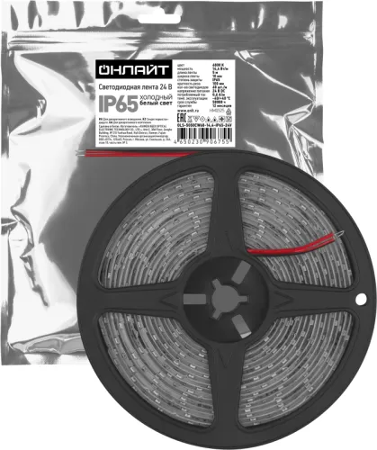Лента светодиодная 90 675 OLS-5050CW60-14.4-IP65-24V (уп.5м) ОНЛАЙТ 90675