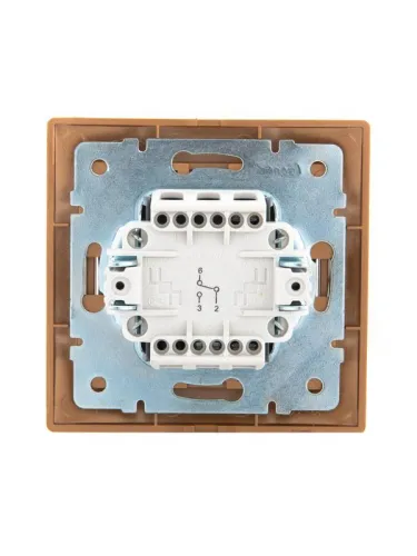 Переключатель проходной 1-кл. СП Mira 10А IP20 со вставкой зол. метал. LEZARD 701-1313-105 фото 4