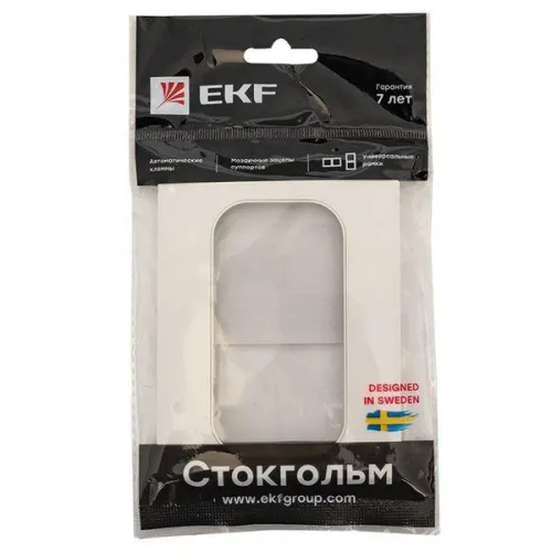 Рамка для розетки 2-м Стокгольм бел. PROxima EKF EYM-G-304-10 фото 2