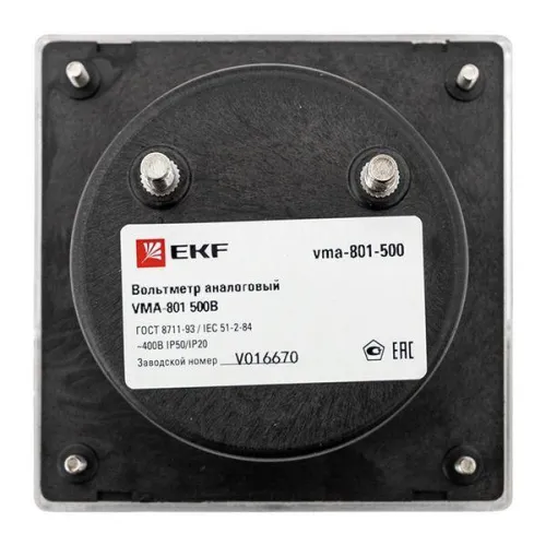 Вольтметр аналоговый VM-A801 на панель 80х80 (круглый вырез) 500В прямое подкл. EKF vm-a801-500/vma-801-500 фото 7