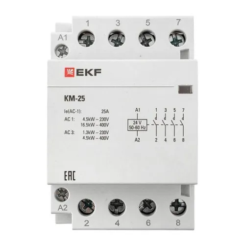 Контактор модульный 4NО 3мод. 24В AC КМ 25А PROxima EKF km-3-25-40-24v фото 3