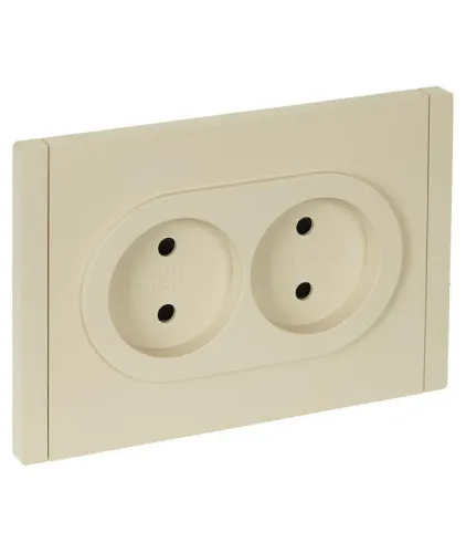 Розетка 2-м СП FORTE&PIANO FP425 10А без заземл. защ. шторки безвинт. крепл. ваниль IEK FP-R23-10-1-K10